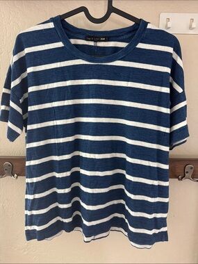 rag & bone Striped Navy Blue and White Tee